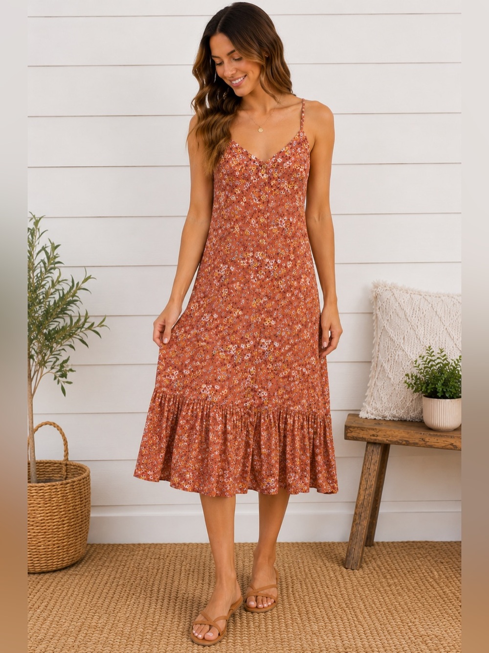 ✨‎ Mimi Chica Floral Button Front Maxi Dress Size Large ✨